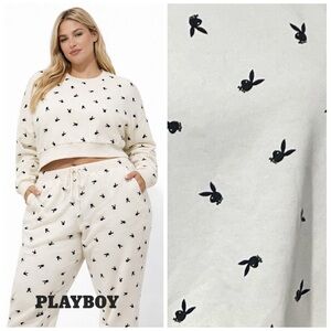 PAC SUN x PLAYBOY Signature Crop Crew Neck Sweatshirt & Sweatpants Jogger Set L